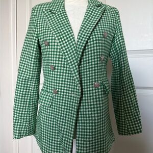 SHEIN Green Houndstooth Blazer